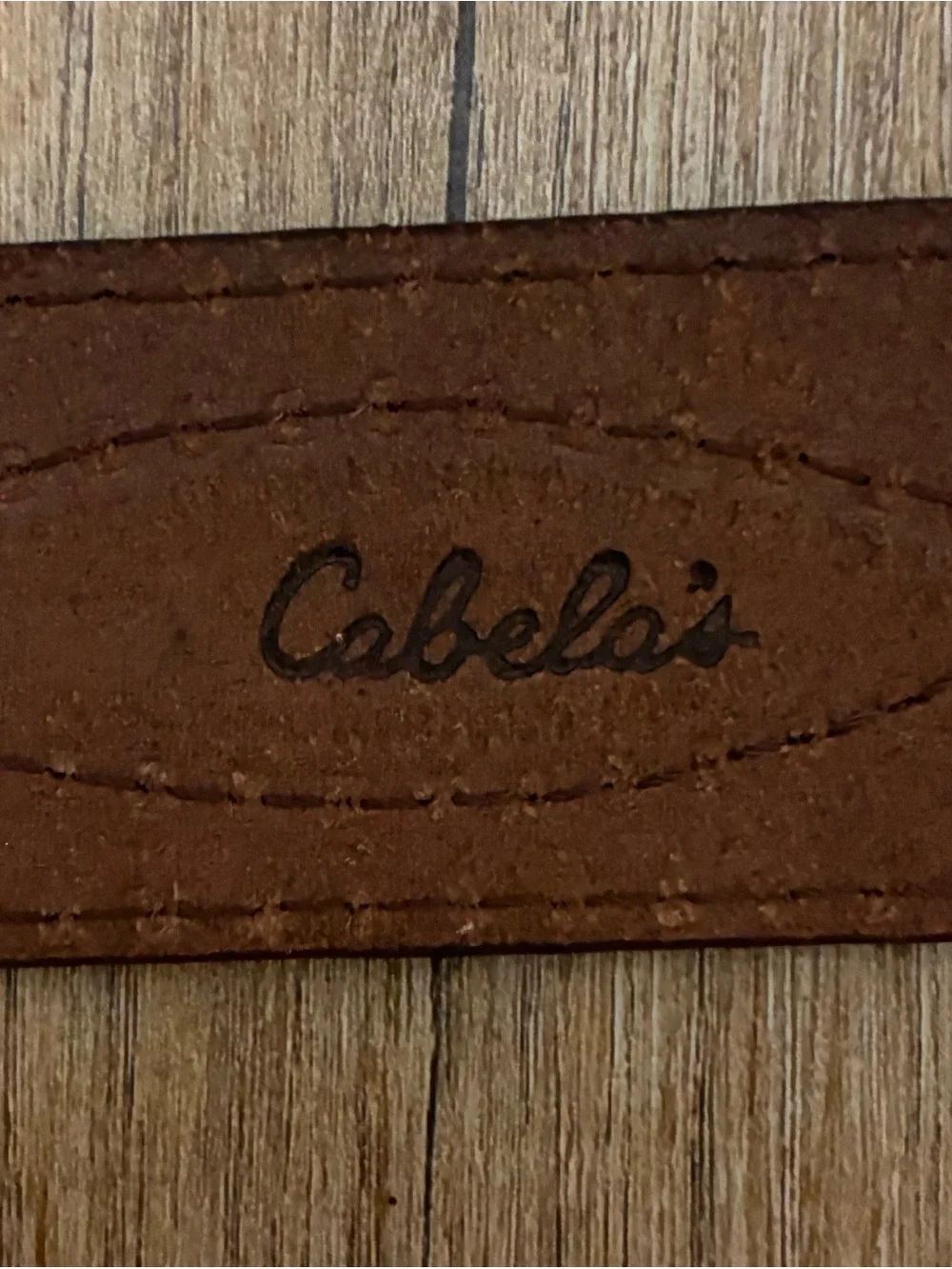 VTG Cabela's Brown Leather Men's Belt with Bull Elk Buckle Medallion size 40